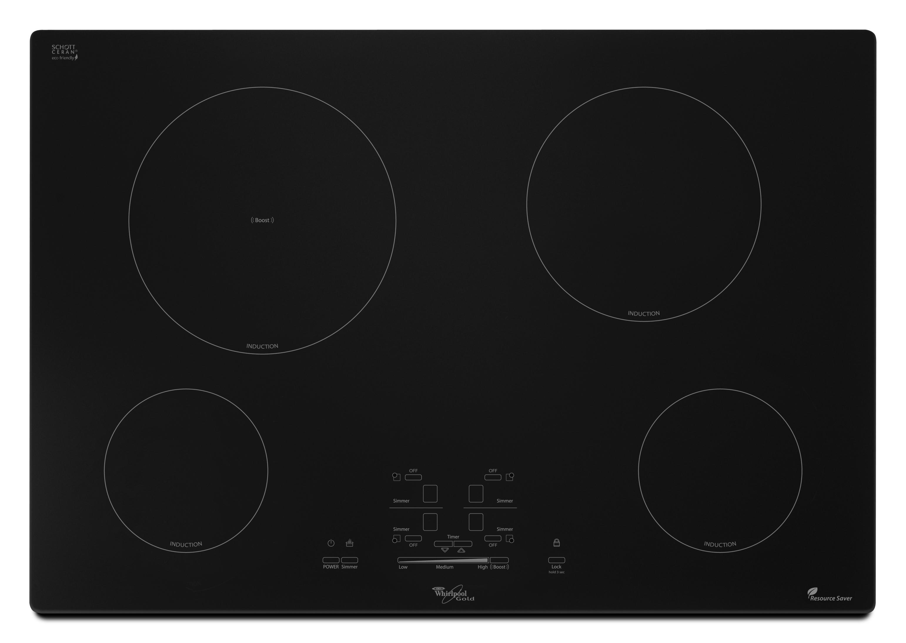 Whirlpool GCI3061XB 30" BuiltIn Electric Cooktop with 4 Induction